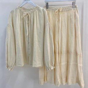 Oversized Linen Blouse with Tie: Long Sleeve Spring Shirt