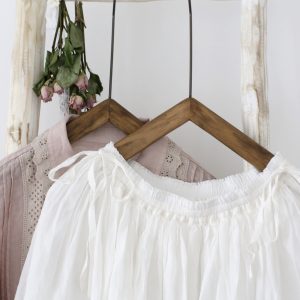 White Ramie Midi Skirt: Pleated Peasant Style