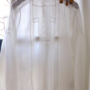 Lace Linen Blouse: Long Sleeve Oversized Ramie Shirt