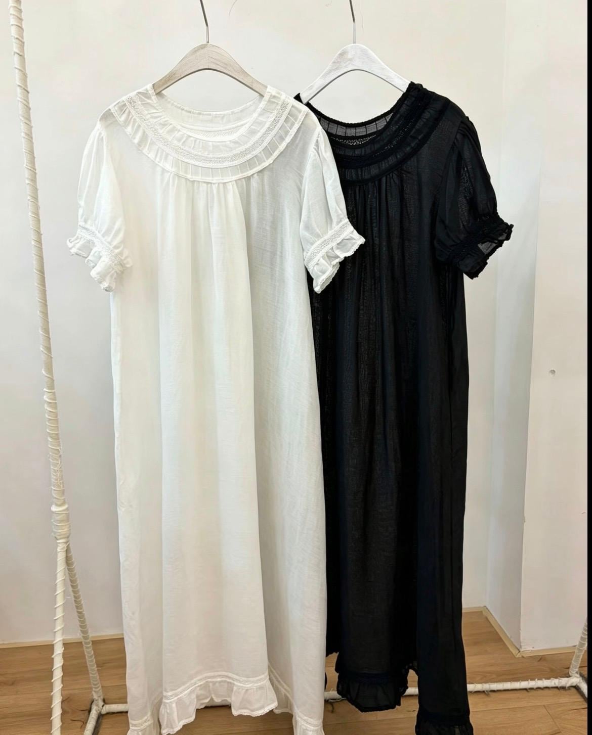 Ramie dress for women, vintage style lace maxi Dress, Loose Fit, sumemr one-piece, nightgown or daily wearing