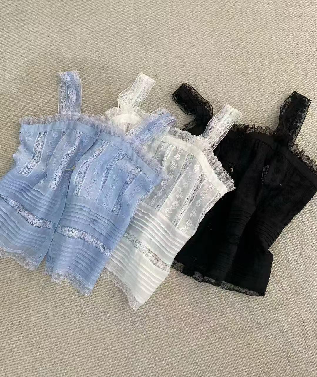 Ramie lace camisole top, romantic cottagecore blouse, sheer ruffle tank top, sleeveless ramie lace top